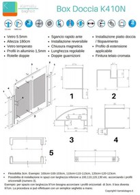 Kamalu - Cabina Nicchia vetro serigrafato 170cm altezza 180cm K410N