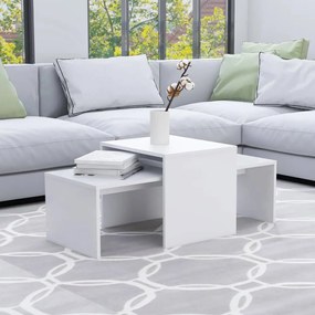 Tavolino Da Salotto Bianco 100x48x40 Cm İn Legno Multistrato /