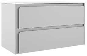 Mobile da bagno sospeso sotto lavabo L 100 x H 55 x P 45 cm grigio laccato opaco, 2 cassetti VISOBATH Indico