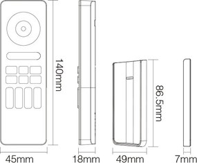 Telecomando con Base Magnetica RGB RGBW RGB+CCT 4-Zone - Nero Colore Nero