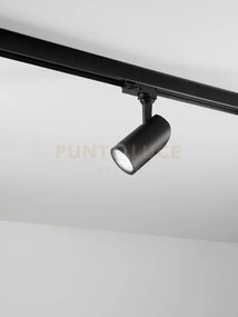 Faretto in alluminio nero per  binario trifase d.6x10,5cm orientabi...