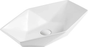 Lavabo da appoggio 57cm design esagonale bianco | Litos-K57 - KAMALU