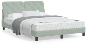 Letto Con Materasso Grigio Chiaro 140x190 Cm İn Velluto /