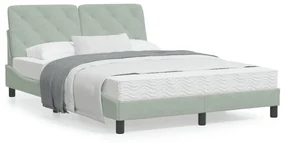 Letto Con Materasso Grigio Chiaro 140x190 Cm İn Velluto /