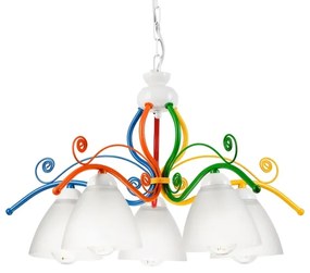 Lampadario a sospensione con catena RETRO 5xE27/60W/230V bianco/colorato