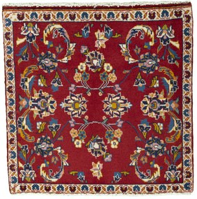 Kashan Tappeto persiano 60x60 Rosso (Iran) Annodato A Mano