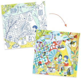 Disegni da colorare con sorpresa - Ninja gioca nella tenda