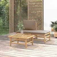 Set Salotto da Giardino 3pz con Cuscini Tortora Bamb 362283