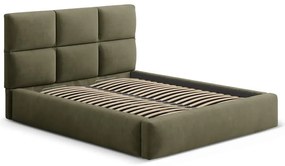 Letto matrimoniale imbottito verde con contenitore con rete inclusa 200x200 cm Libera – Windsor &amp; Co Sofas