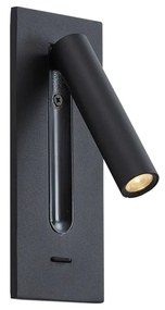 Lampada da parete moderna nera con LED inclusi - Plaza