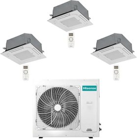 Hisense - Climatizzatore Condizionatore Cassetta 4 vie R32 Trial Split Inverter 9000 + 9000 + 12000 btu con u.e. 3AMW52U4RJC novitá Classe a++/a+