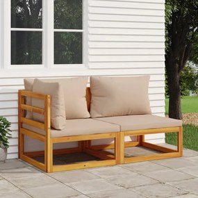 Set divani da giardino 2pz con cuscini legno massello acacia