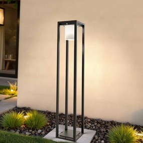 Paletto Lanterna Solare 80cm Nero con Sensore + Picchetto Colore  Bianco Naturale 4.000K