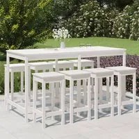 Set Bar da Giardino 9 pz Bianco in Legno Massello di Pino 3154766