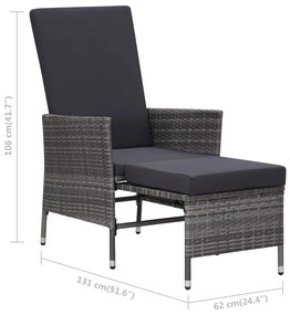 Set Divani da Giardino 2 pz con Cuscini in Polyrattan Grigio