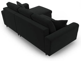 Divano angolare nero allungabile e con contenitore con rivestimento in velluto Kyoto – Cosmopolitan Design