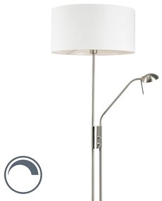 Lampada da terra in acciaio e bianco con braccio di lettura regolabile - Luxor