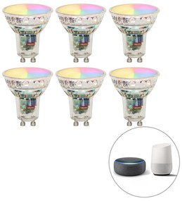 Set di 6 lampadine LED intelligenti GU10 RBGW 4.5W 350lm 2700K
