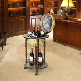 Costway Mappamondo bar con ruote Mobile porta liquori disegno innovativo e pratico 88x45x45cm Beige