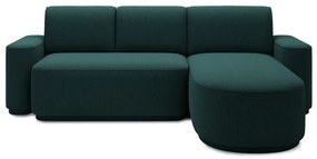 Divano angolare verde allungabile/con contenitore (con penisola a destra/con chaise lounge) e rivestimento in ciniglia Aurumm – ELTAP