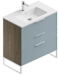 Mobile sottolavabo e lavabo Quadra per vasca centrale cotto/cielo in mdf L 80 x H 93 x P 46 cm 3 cassetti