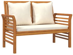 Set divani giardino 2 pz cuscini bianco crema in legno massello