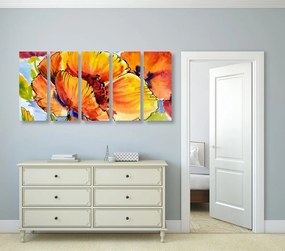 Quadri 5 pezzi – Bouquet di fiori di papavero