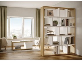 Libreria in rovere decorata in bianco e naturale 150x198 cm Berlin - TemaHome