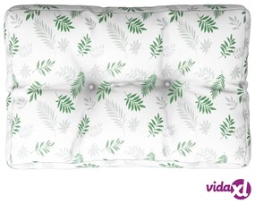 vidaXL Cuscino per Pallet con Motivo a Foglie 50x40x12 cm in Tessuto