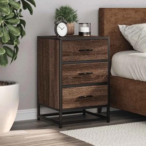 Comodino Rovere Marrone 40x34,5x60cm Legno Multistrato Metallo /