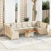 Set Divani da Giardino 7 pz con Cuscini in Polyrattan Beige 3262382