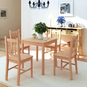 Set Da Pranzo 5 Pz İn Legno Di Pino /