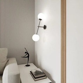 Applique da Parete in Acciaio e Vetro LINEAR K2 Nero 2xE14 Colore delle Sfere Bianco