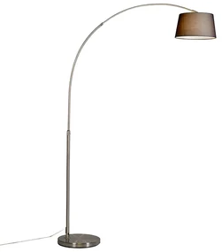 Lampada da terra ad arco moderna in acciaio con paralume in tessuto nero - Arc Basic