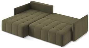 Divano angolare color kaki allungabile/con contenitore (con penisola a sinistra/con chaise lounge) Moku – Makamii