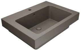 Lavabo a incasso e d'appoggio rettangolare vasca centrale Alaqua L 70 x H 25 x P 21 cm in ceramica marrone opaco