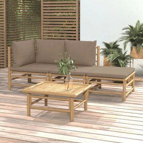 Set salotto da giardino 4pz con cuscini tortora bambù
