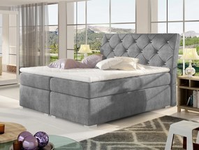 Letto matrimoniale boxspring Missouri - 160 x 200 cm , Tessuto grigio