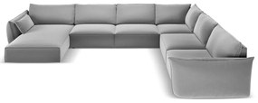 Divano angolare grigio chiaro (con penisola a destra/a U) con rivestimento in velluto Vanda – Mazzini Sofas