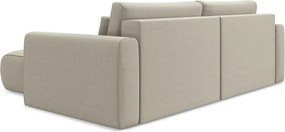 Divano angolare beige allungabile/con contenitore (con penisola a destra/con chaise lounge) con rivestimento in velluto Kapua – Makamii