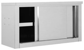 Armadio da Cucina con Ante Scorrevoli 90x40x50cm Acciaio Inox