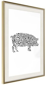 Poster  Curly Pig  Cornice Quadri Cornice d'oro con passe-partout, Larghezza x Altezza Home decor 20x30