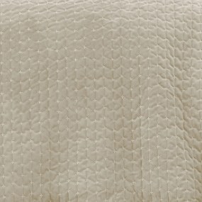 Copriletto beige in velluto con rivestimento trapuntato 240x260 cm Attica Velvet Embroidered – Bianca
