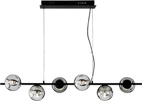 Lampada a sospensione 120 cm in metallo e vetro soffiato Nero a 6 luci MONILE