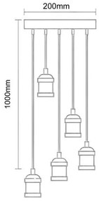 Cavo di alimentazione 5xE27/60W/230V bronzo