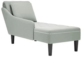 Sdraio Con Cuscino E Bracciolo Destro İn Velluto Grigio Chiaro /