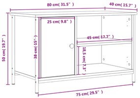 Mobile Porta TV Rovere Fumo 80x40x50 cm in Legno Multistrato