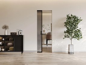 Porta scorrevole con sistema a incasso H205 x L83 cm Alluminio e Vetro temperato fumé - LINCI II