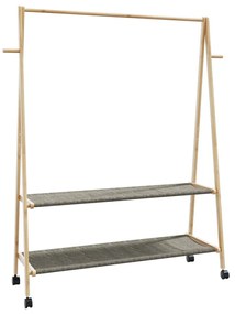 Appendiabiti Con Ripiani E Ruote 132x45,5x155,5 Cm İn Bambù /