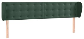Testiera ad orecchio verde scuro 203x23x78/88 cm in velluto